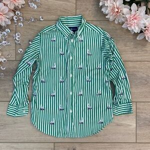Ralph Lauren Boys Sail Boat Bengal Stripe‎ Button Down Shirt